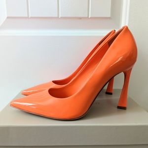 Marc Fisher Neon Orange Patent Leather Pumps